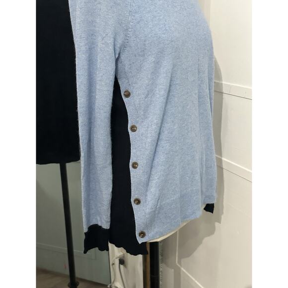 J. Crew Mohair Wool Blend Elbow Patch Asymmetrical Blue Sweater Womens XS - Picture 3 of 7